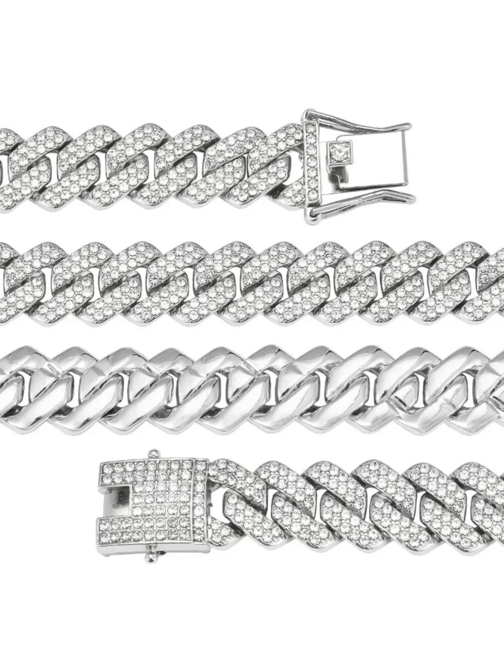 Men's Iced Out Cuban Link Chain Necklace - 18K Gold & Silver Hip Hop Jewelry